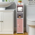 thumbnail image 3 of Toilet Paper Holder Stand: Bathroom Storage Cabinet Beside Toilet for Small Space Bathroom with Toilet Roll Holder - White, 3 of 7
