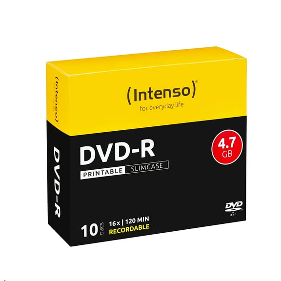 Intenso DVD-R Blank Printable 4.7GB 16x Speed Slim Case Pack of 10 (DVD)