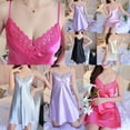 thumbnail image 3 of Women Polyester Fiber Cool Nightgown Pyjamas Sexy V Neck Sleepwear Nightwear, 3 of 21