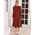 thumbnail image 3 of Zeagoo Fall Dresses for Women Long Sleeve Midi Dress Casual A Line Dresses Pleated Flare Dress with Pockets, 3 of 6