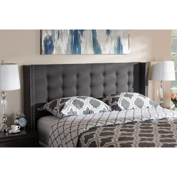 Contemporary King Size Headboard Fabric Dark Grey 1222 - Walmart.com