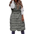 thumbnail image 1 of Gibobby Chaleco de invierno, Chaleco acolchado para mujer, de plumón largo, sin mangas, con capucha, de gran tamaño, con bolsillos, para negocios, para exteriores(Gris,G), 1 of 5