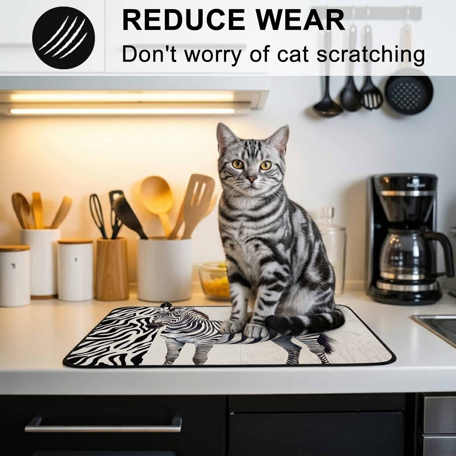Vintage Zebra Stove Top Cover for Electric Stove, Heat-proof & Non Slip Glass Top Stove Cover Protector, Modern Art Animal Watercolor Kitchen Flat Cooktop Rubber Mat 24x21 Inches