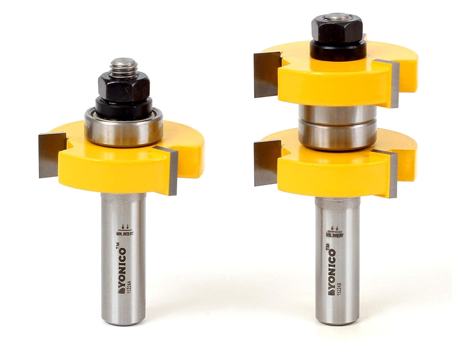 Tongue & Groove Router Bit Set - 1-1/2" Stock - 1/2" Shank - Yonico 15224