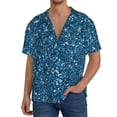thumbnail image 1 of Fotbe Blue Glitter Camisa Estampada de Manga Corta para Hombre, Casual de Verano, Estilo Playero, Sin Arrugas-4X-Large, 1 of 5