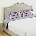 thumbnail image 3 of Yayeee Pillowcase King Size Set of 2 Satin Wrinkle Resistant Pillow Case, Light Purple Halloween Black Cat, 3 of 7