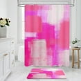 thumbnail image 2 of Hot Pink Shower Curtain Set with Hooks, Abstract Ombre Grunge Style Shower Curtain for Bathroom, Dark Pink & Peach Art Paint Brush Bathtub Decor, 72 x 72, 2 of 6
