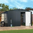 thumbnail image 3 of AECOJOY 12' x 10' Outdoor Storage Shed with Lockable Door Patio Metal Garden Storage Building in Dark Gray for Outside, 3 of 7