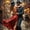 Couple Dancing02, variant on Man and Woman Tango Dancing Vintage Town Alley Framed Wall Art, Solid Wood Frame Warm Night Street Scene Art Print, Romantic Wall Decor for Date Room Entryway, 12x16in