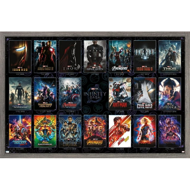 Marvel Avengers: The Infinity Saga - One Sheet Grid Wall Poster, 22.375" x 34" Framed