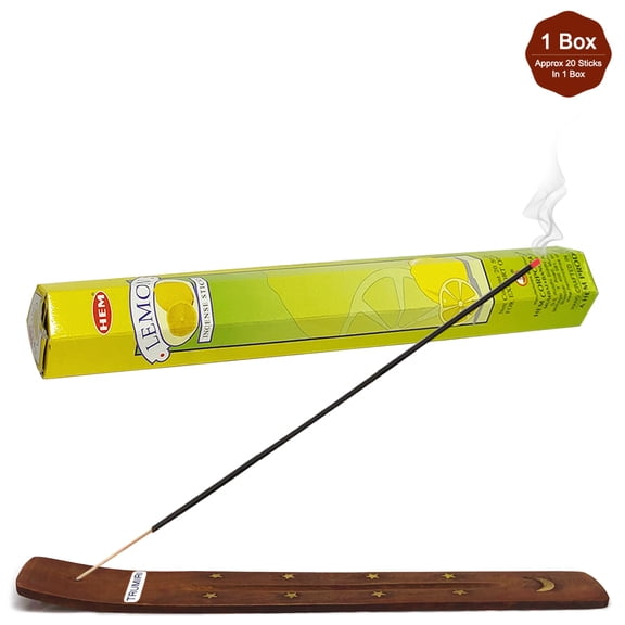 Trumiri Incense Stick Holder Bundle with Hem Lemon 20g Incense Sticks - Pack of 1 (approx 20 Sticks)