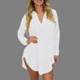 thumbnail image 1 of Manera de la camisa de las mujeres del resorte de manga larga da vuelta-abajo asimétrico ocasional s Abanopi Blanco M, 1 of 7