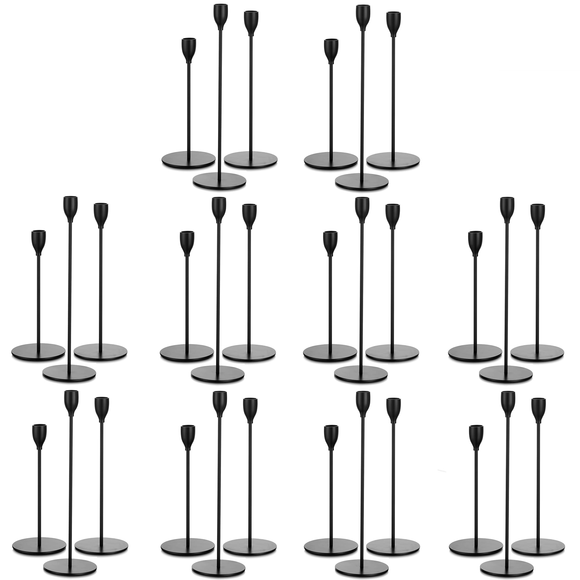 Sziqiqi Black Candle Holder Tall Candlesticks for Taper Candles Modern Decor Set of 30