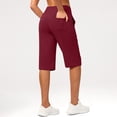 thumbnail image 5 of Capri Pants for Women High Waist Workout Yoga Shorts with Pockets Tummy Control Leggings Straight Leg Long Shorts, 2XL, 5 of 9