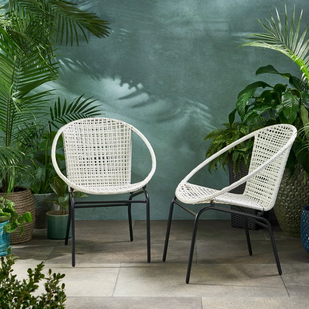 Edmundo Outdoor Modern Faux Rattan Club Chair, Set of 2 ...