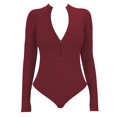 thumbnail image 5 of MSJUHEG Jumpers for Women,One Piece Jumpsuits for Women,Beach Outfits for Women,Petite Jumpsuits for Women,Bodysuit Zipper Front Mock Tops Shirts,Jumpsuit Scrubs for Women Red XS, 5 of 5