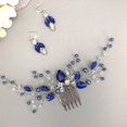 thumbnail image 1 of Kvinnor Royal Sapphire Crystal Blue Pearl Örhänge Hår Vine Set Silver Bröllop Hår Tillbehör Hår Kam Stycke Present(blå), 1 of 3