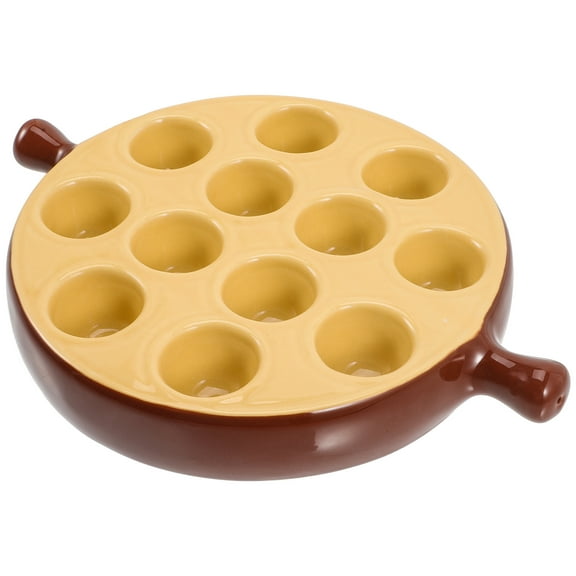 WASHWEPE Elegant Snail Tray Ceramic Escargot Plate Snail Baking Holder Porcelain Serving Dish