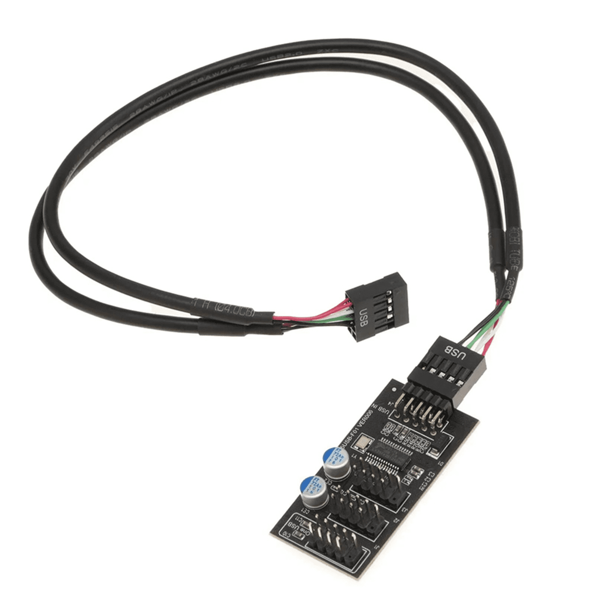 2 Stück USB 2.0 Header Splitter – 9-Pin Auf Dual 9-Pin, Geflochten, Für PC-Motherboard