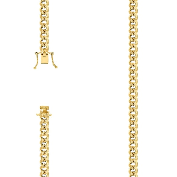 925 Sterling Silver Hollow Comfort Curb Chain Yellow 6.3mm 26 Inch Chain Necklace for Women and Men