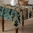 thumbnail image 4 of Dog Paws Printed Table Cloth Waterproof Tablecloths, Vintage Teal Brown Wooden Farmhouse Tablecloth Dining Table Cover for Kitchen Party Tabletop Outdoor, Square Tablecloth 54x54 Inch, 4 of 9