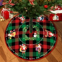 Fmbmuo Christmas Tree Skirt Plaid 35 Inch Green Christmas Decorations, Rustic Nylon,Spandex Festive Vintage Tree Skirt Good for Your Christmas Tree Display