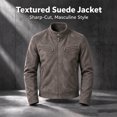 thumbnail image 5 of FchengtaiS Mens Suede Bomber Jacket Stand Collar Zip Up Wind Resistant Jacket Winter Warm Outerwear with Multi Zipper Pockets, 5 of 7