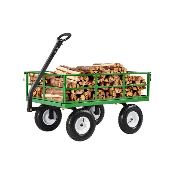LINJH Steel Garden Cart 1200lbs Capacity Heavy Duty Wagon Utility Cart 13in Tires