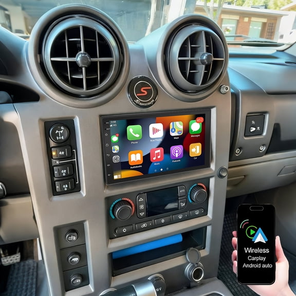 Eforcase Android Car Stereo for Hummer H2 2003-2006, 7" Touch Screen Head Unit Car Radio with Wireless CarPlay Android Auto WiFi FM RDS Bluetooth SWC HD Backup Camera