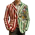 thumbnail image 1 of Chaqueta de Vestido de Ceremonia de Impresión de Corduro Largo para Hombre con Bolsillos, Blazer de Partido Delantero de Botón para Invierno Primavera, 1 of 4
