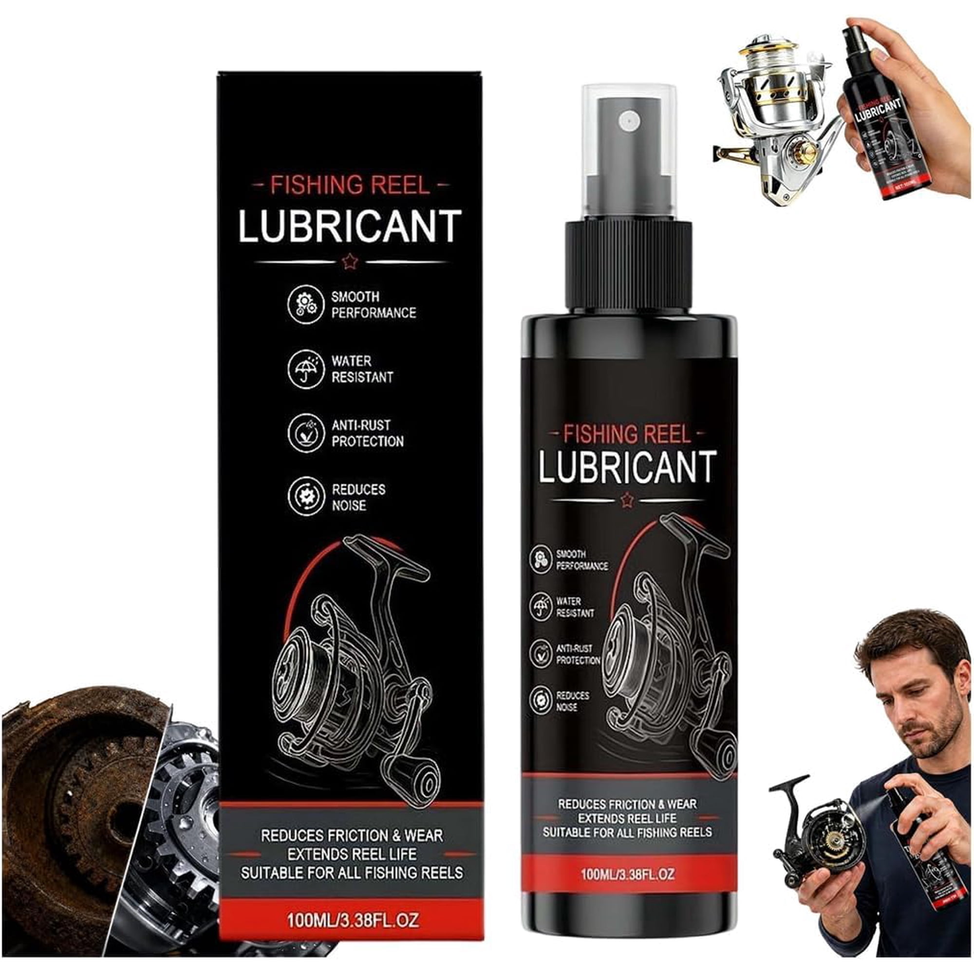 Reel Maintenance Cleaner Reel Cleaner Spray & Lubricant Oil for Spinning Baitcasting Fly Reels Anti-Rust Saltwater Fishing Tackle Care Kit