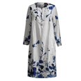 thumbnail image 3 of Robes pour Femmes Mode Décontractée Imprimée Col Boutonné Manches Longues avec Poches Noir L, 3 of 4