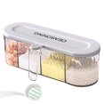 thumbnail image 3 of Wall-Mounted Seasoning Box Set Large Capacity, Dustproof, 4 Grids, with Lid, Includes Salt and Pepper Boxes, Spice Jars, and Spoons, 3 of 9