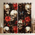 thumbnail image 1 of Erosebridal Rideaux à Fleurs Rouges pour Salon, Crâne Papillon Rideaux Occultants 30 %-50 % Ensemble de 2 (38x45), Décoration Gothique, 1 of 6