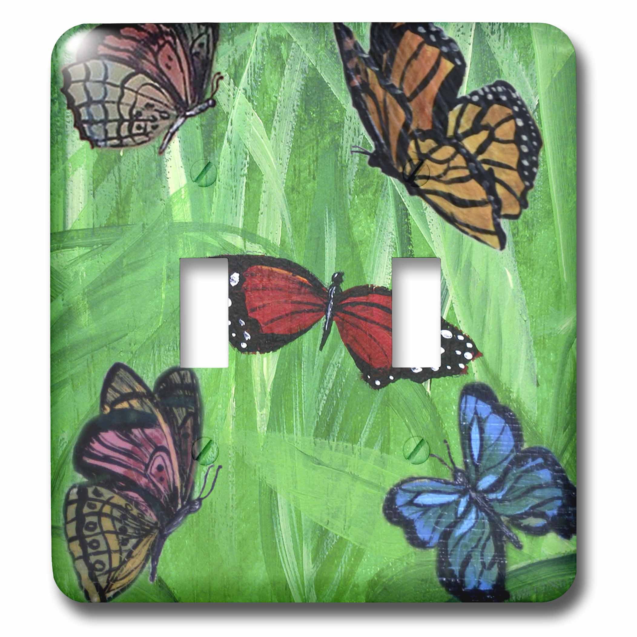 3dRose lsp_44350_2 Multiple Colorful Butterflies with Green Grassy Background Toggle switch