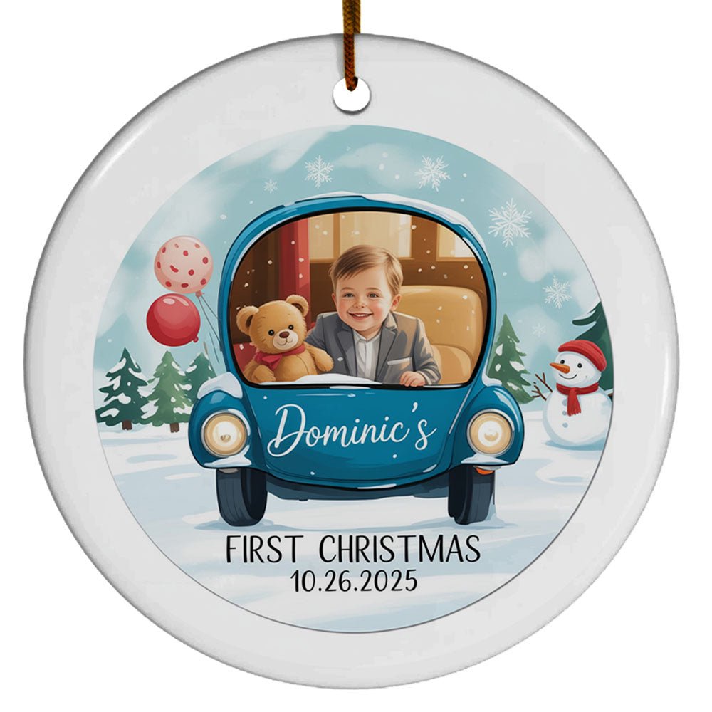 Baby's First Christmas Ceramic Ornament, Add Picture Baby Christmas Ornament 2025, Custom Name Text Photo Baby 1st Christmas Ornaments