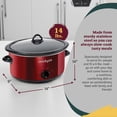 thumbnail image 3 of Crock-Pot Grande, 7 Cuartos de Capacidad, Versátil, Eléctrica, Olla de Cocción Lenta, Aparato de Cocina para Cocinar en Casa con Tazón de Cerámica Extraíble, Rojo, 3 of 5
