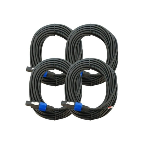 Seismic Audio 4  50' PA/DJ Raw Speaker Cable to Speakon Black - SPRW50FourPack