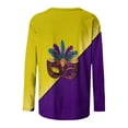 thumbnail image 5 of Aloohaidyvio Mardi Gras Shirts,Womens Mardi Gras Mask Glitter Print Shirt Crew Neck Party Long Sleeve Loose Tops,2025 Mardi Gras Clothing Clearance, 5 of 5