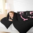 thumbnail image 3 of Manfei Watercolor Bow Letter C Queen Comforter Set for Girls, Black Pink Initial Bedding Comforter Set, Black Reversible, 3-Piece, 3 of 6