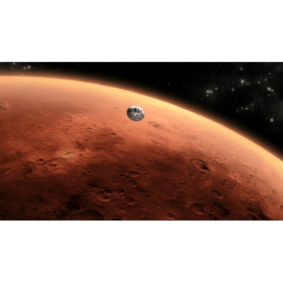 concept de l'Artiste de Mars Science Laboratory Vaisseau Spatial Mars Approche. le rover de Curiosité Est en Toute Sécurité Niché à l'Intérieur de l'Affiche de l'Aéroshell du Vaisseau Spatial (18 x 10)