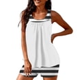 thumbnail image 4 of Traje de Baño de Mujer con Pantalones Cortos Torso Largo Cintura Alta Dos Piezas, Modesto Fluido Impreso Traje de Baño de Control Del Estómago para la Piscina de la Playa Verano, 4 of 6