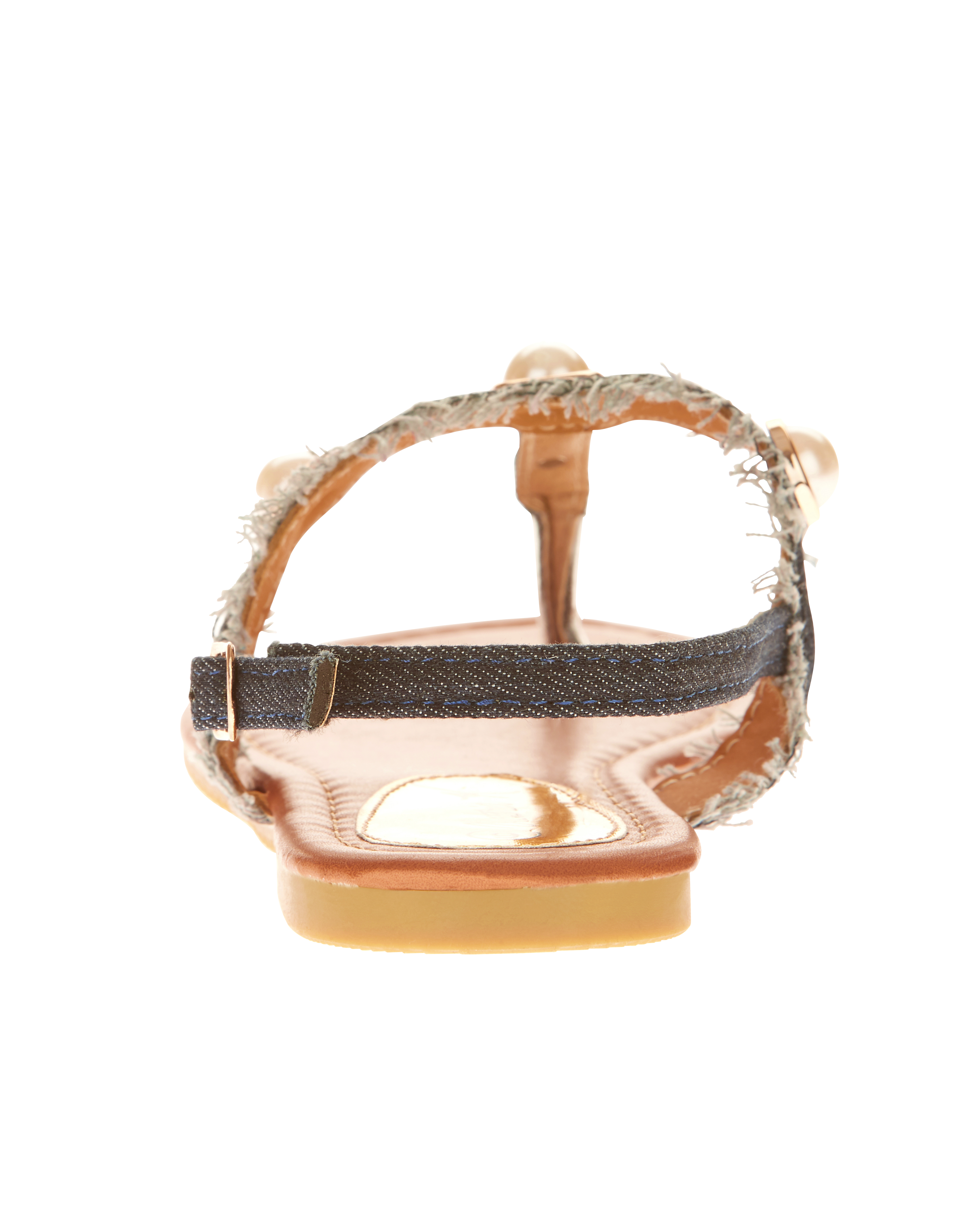 Victoria K Women's Denim and Pearls Sandals
