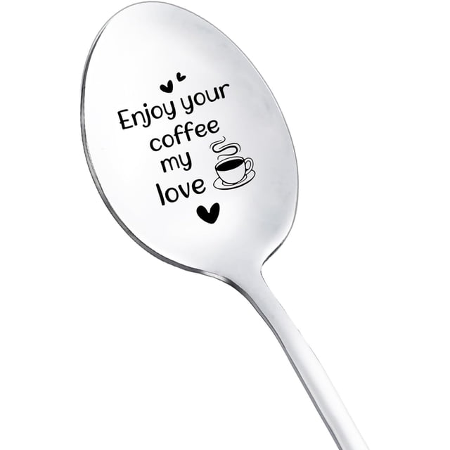 Best Friend Couple Spoons Gifts for Christmas Coffee Lover Gift for Him Her Enjoy Your Coffee My Love Spoon for Boyfriend Girlfriend BFF Valentine's Day Gifts Coffee Spoons