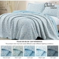thumbnail image 5 of Chezmoi Collection Ivy Floral Medallion Quilt Set King Size, 3-Piece Blue/White Floral Printed Pre-Washed Reversible Microfiber Bedspread Set, 5 of 9