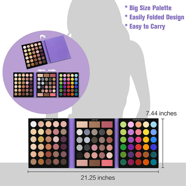 UCANBE Makeup Eyeshadow Palette + 15Pcs Brush Set, Pigmented 86