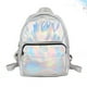 thumbnail image 2 of BRIGHTFUFU Mochila creativa de 1 pieza, bolsa de viaje de gran capacidad, mochila transparente con holograma, bolsa informal para niñas, mujeres, plata, 2 of 7