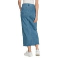 thumbnail image 3 of OAT NEW YORK Women's Five Pocket Style Front Slit Denim Maxi Skirt (Blue, 27), 3 of 4