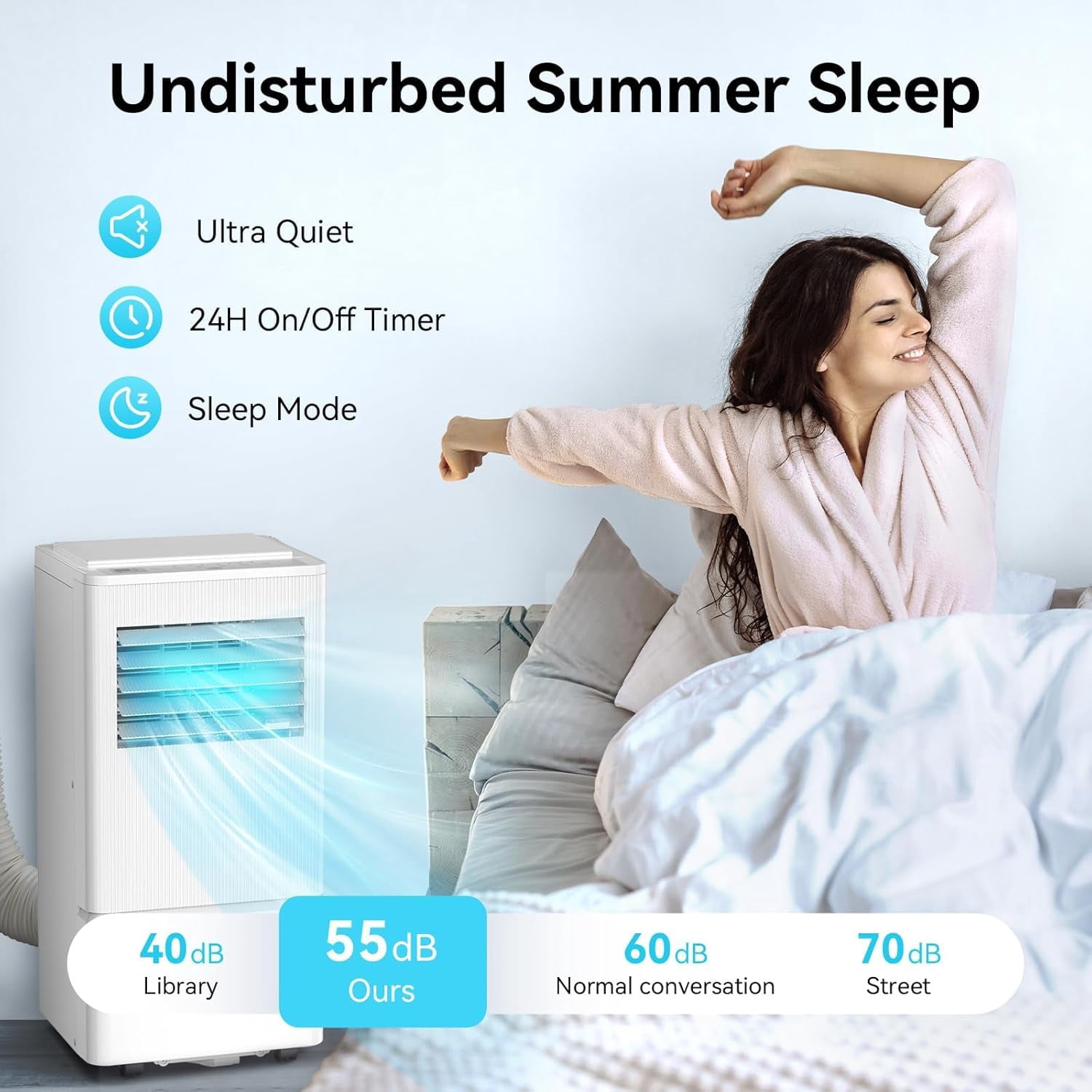 Air Choice 10000 BTU Portable Air Conditioner for Room Up to 450 Sq.Ft, Remote Control, 24H Timer, Air Cooling Unit 3-in-1 as Cooler Dehumidifier Fan, Window Kit Included