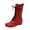 Red, variant on Mid Calf Boots for Women Flat Heel Round Toe Women's Flats Boots Fashion Casual Solid Color Comfortable Fall Winter Warm Shoes for Women Brown 9